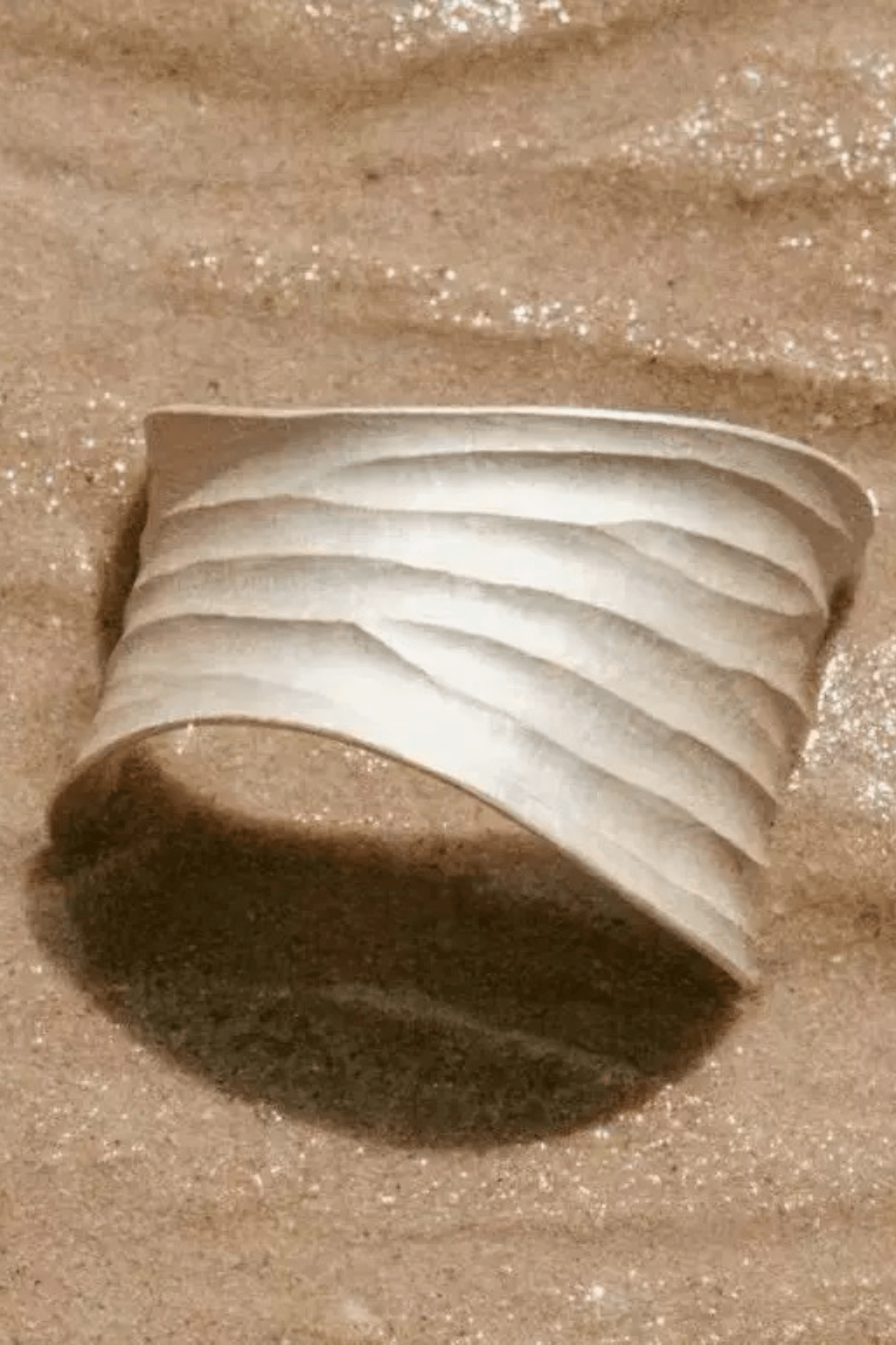 Off‑White Textured Wide Open Cuff Bracelet Avalabel