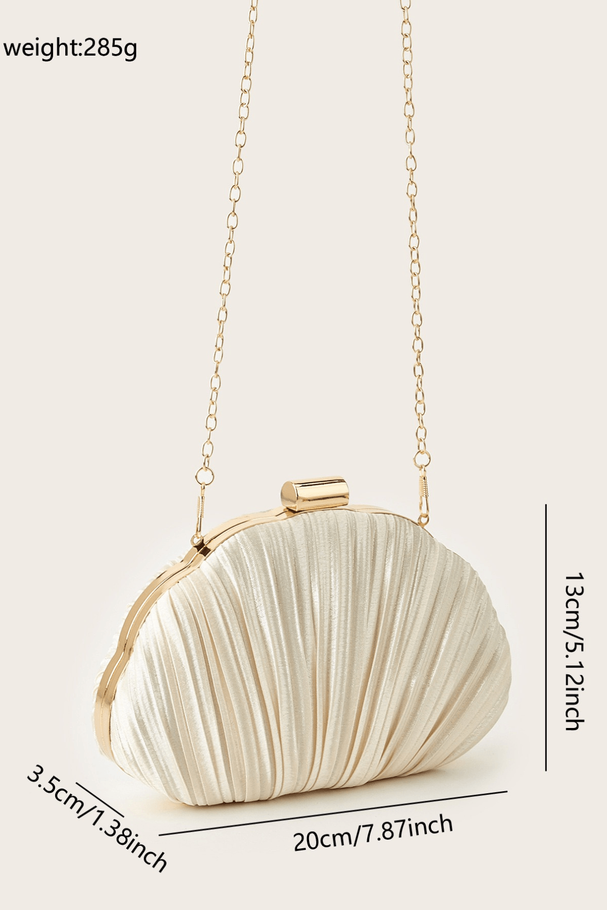 Pleated Satin Seashell Evening Clutch Avalabel