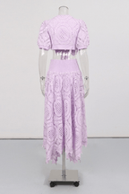 Hikari Puff Sleeve Purple Lace Two Piece Set Avalabel
