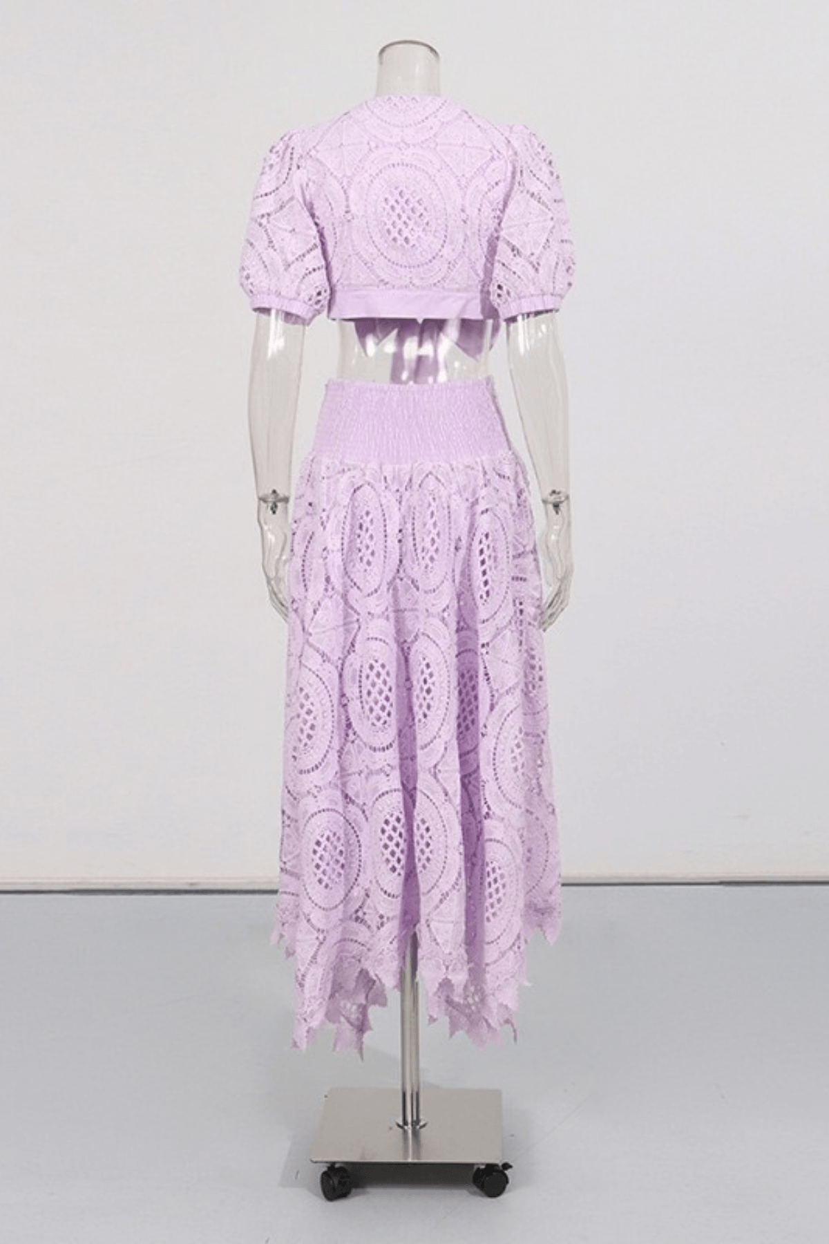 Hikari Puff Sleeve Purple Lace Two Piece Set Avalabel