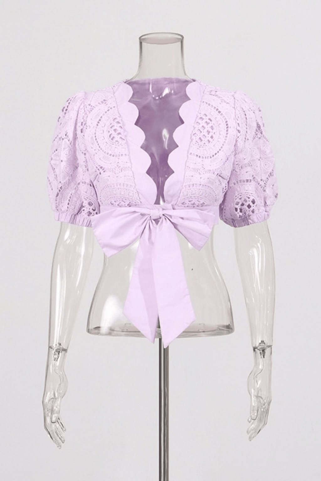 Hikari Puff Sleeve Purple Lace Two Piece Set Avalabel