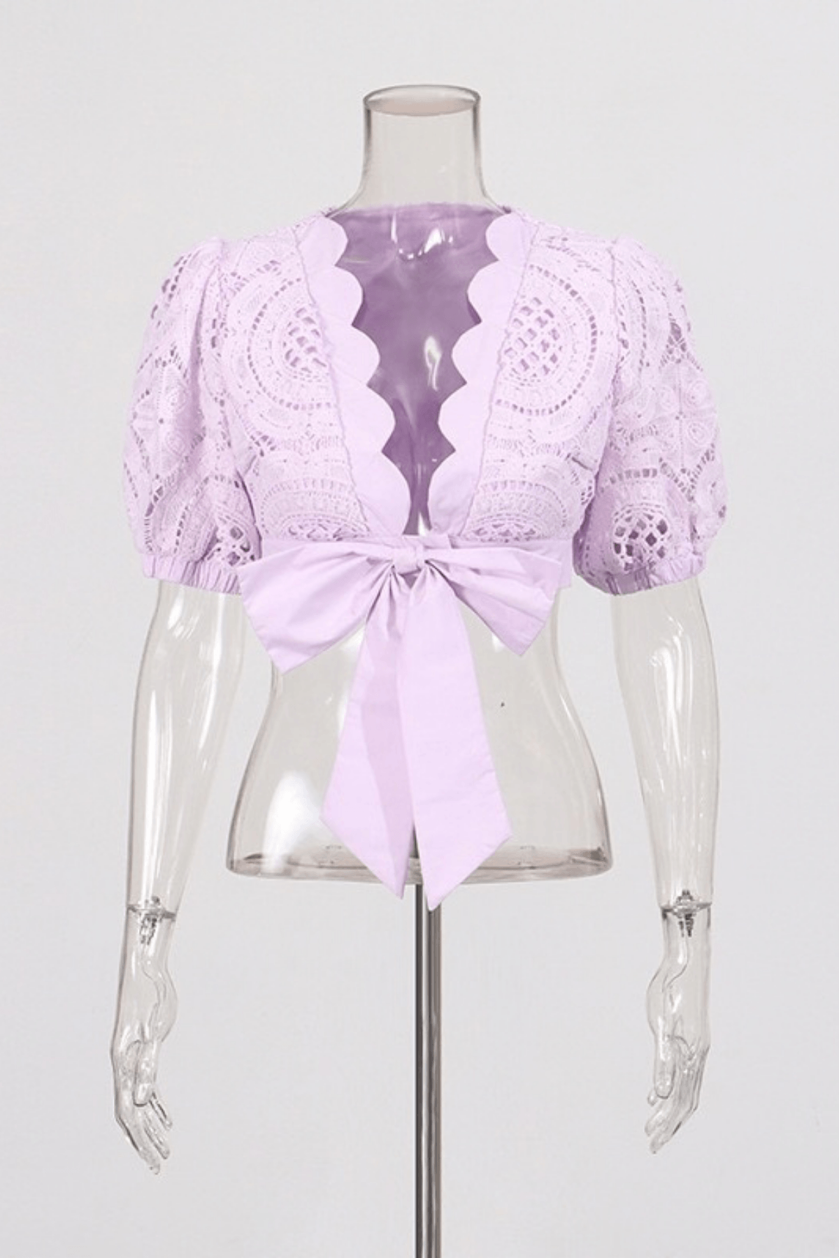 Hikari Puff Sleeve Purple Lace Two Piece Set Avalabel
