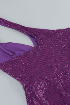 Isla Purple Sequin Asymmetrical High Slit Maxi Dress Avalabel