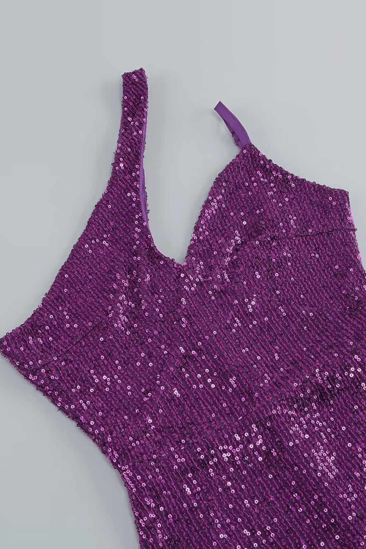 Isla Purple Sequin Asymmetrical High Slit Maxi Dress Avalabel