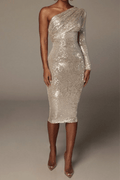 Ciara One Shoulder Sequin Midi Dress Avalabel