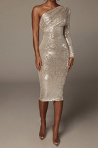 Ciara One Shoulder Sequin Midi Dress Avalabel