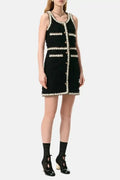 Wool Tweed sleeveless Short Dress in black Avalabel