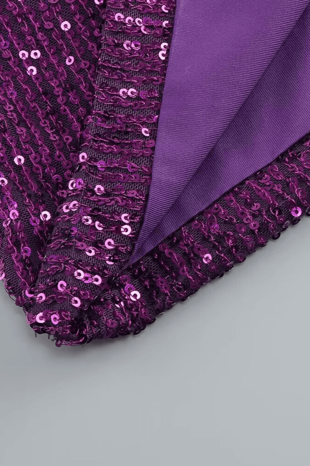 Isla Purple Sequin Asymmetrical High Slit Maxi Dress Avalabel