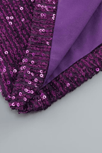 Isla Purple Sequin Asymmetrical High Slit Maxi Dress Avalabel