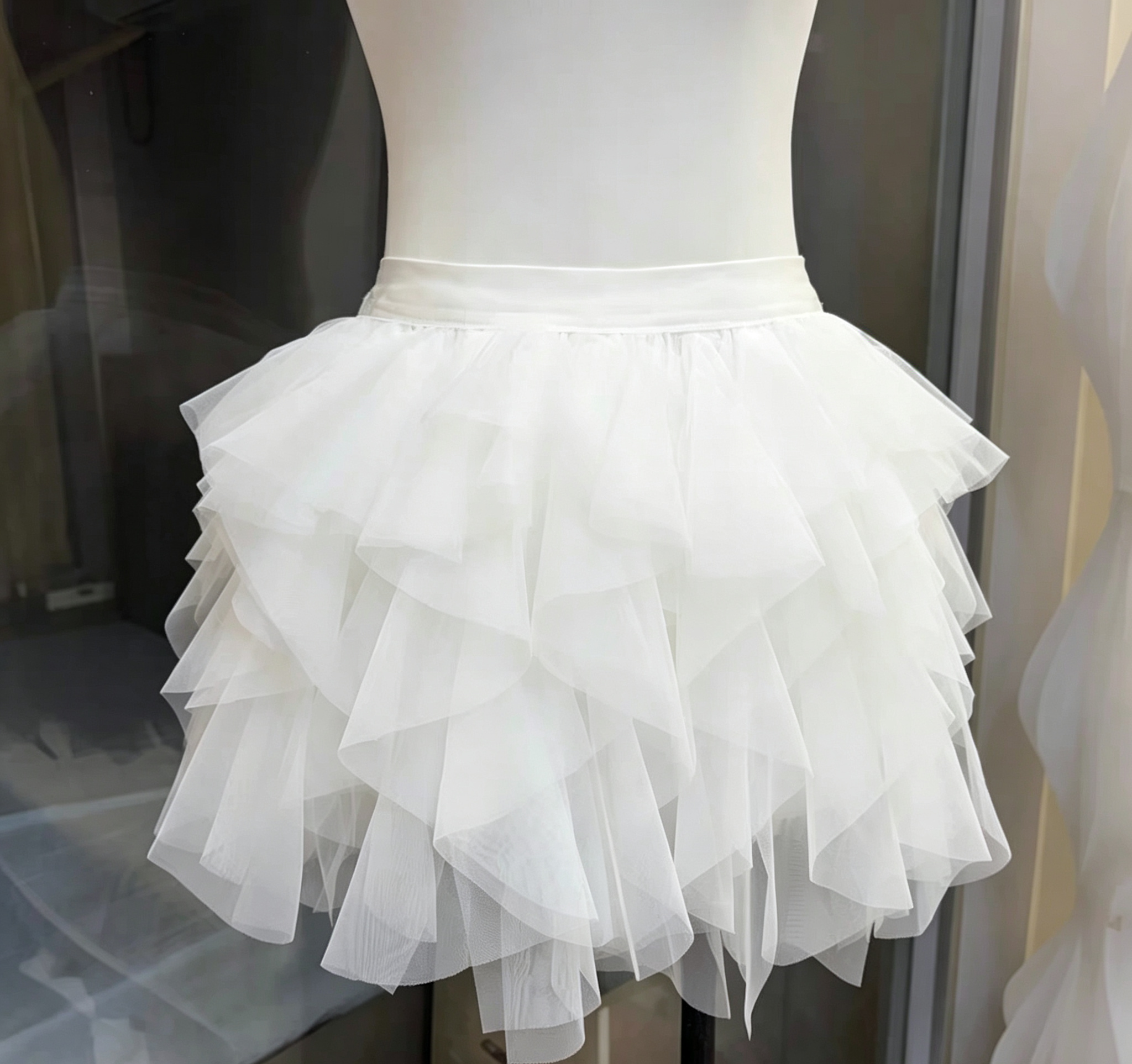 Beaded Strapless Corset & Ruffle Tulle Mini Skirt Two-Piece Set Avalabel