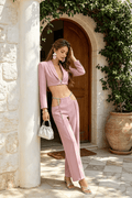 Ivanka Pink Cropped Blazer & Cutout Pant Set Avalabel