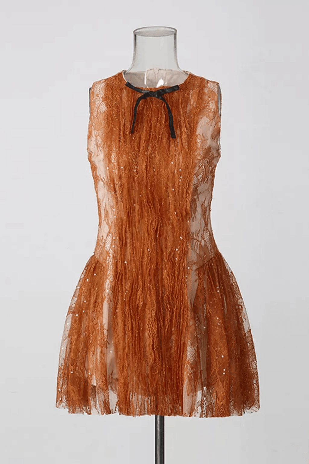 Celia Lace Bow Neck Fit and Flare Mini Dress Avalabel