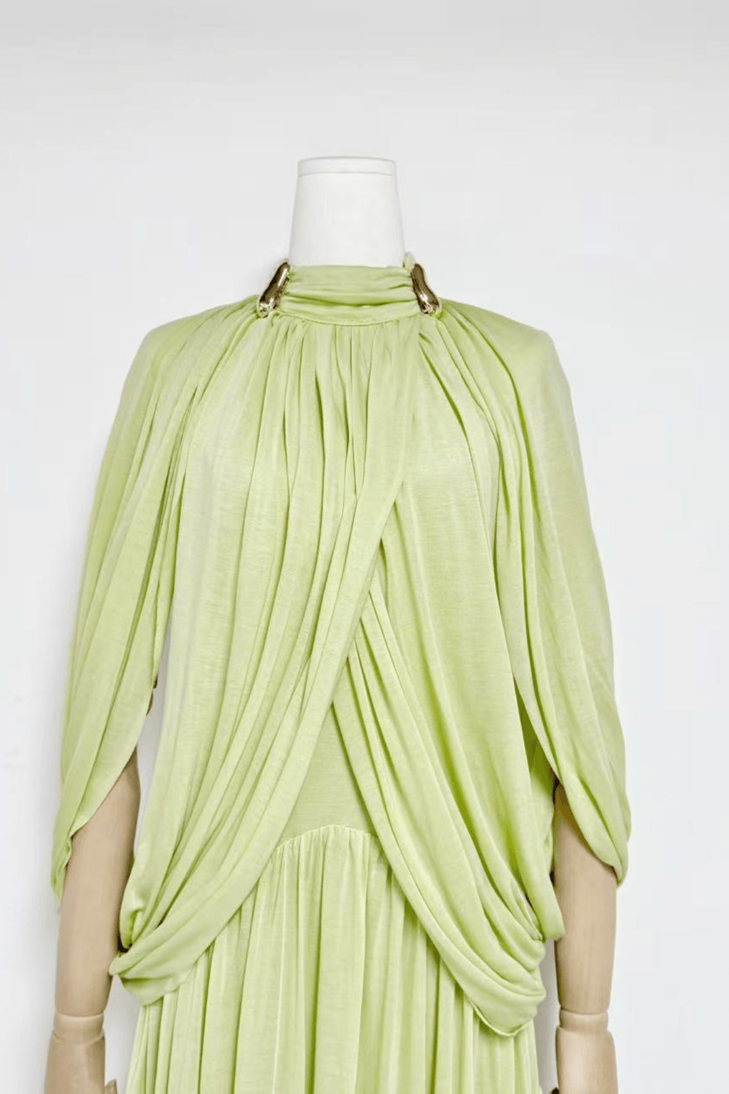 Alice Green Cape Sleeve Pleated Maxi Dress Avalabel