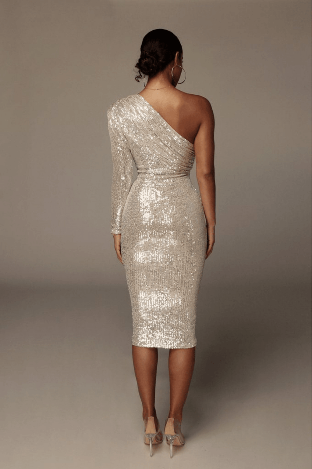 Ciara One Shoulder Sequin Midi Dress Avalabel