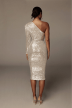 Ciara One Shoulder Sequin Midi Dress Avalabel