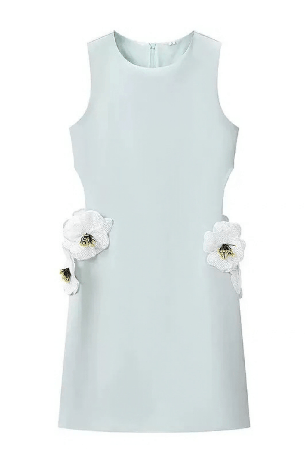 Ester Sleeveless Blue 3D Floral Mini Dress Avalabel
