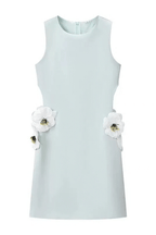 Ester Sleeveless Blue 3D Floral Mini Dress Avalabel