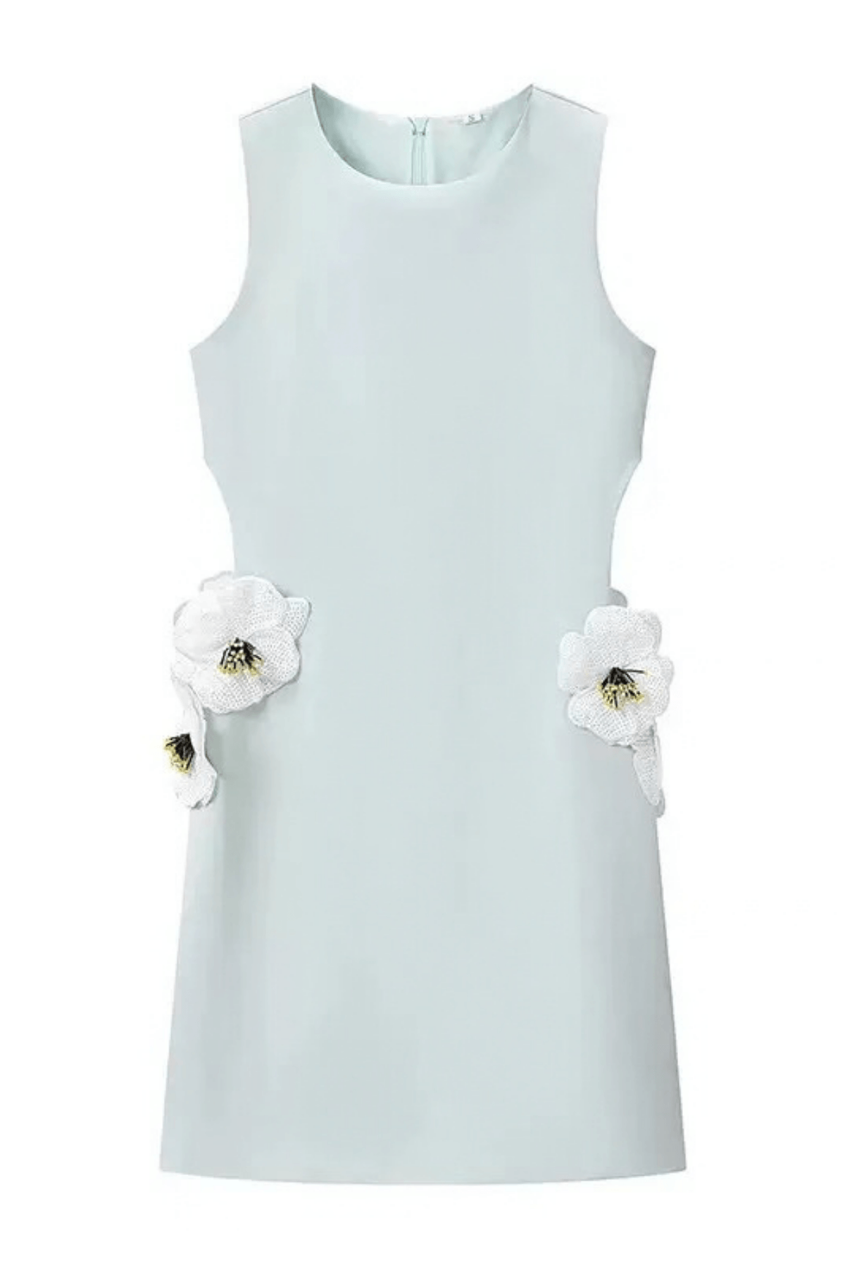 Ester Sleeveless Blue 3D Floral Mini Dress Avalabel