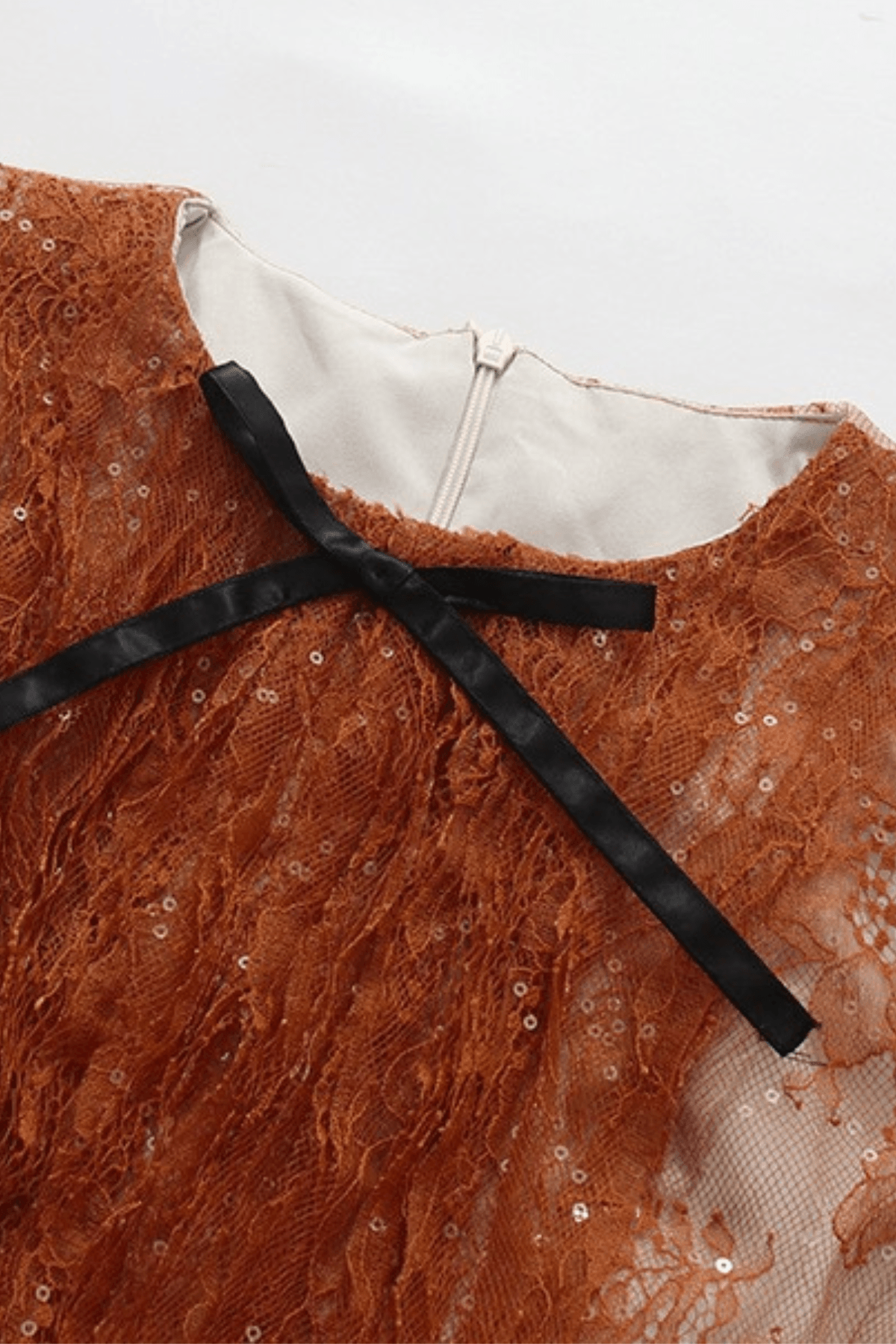 Celia Lace Bow Neck Fit and Flare Mini Dress Avalabel