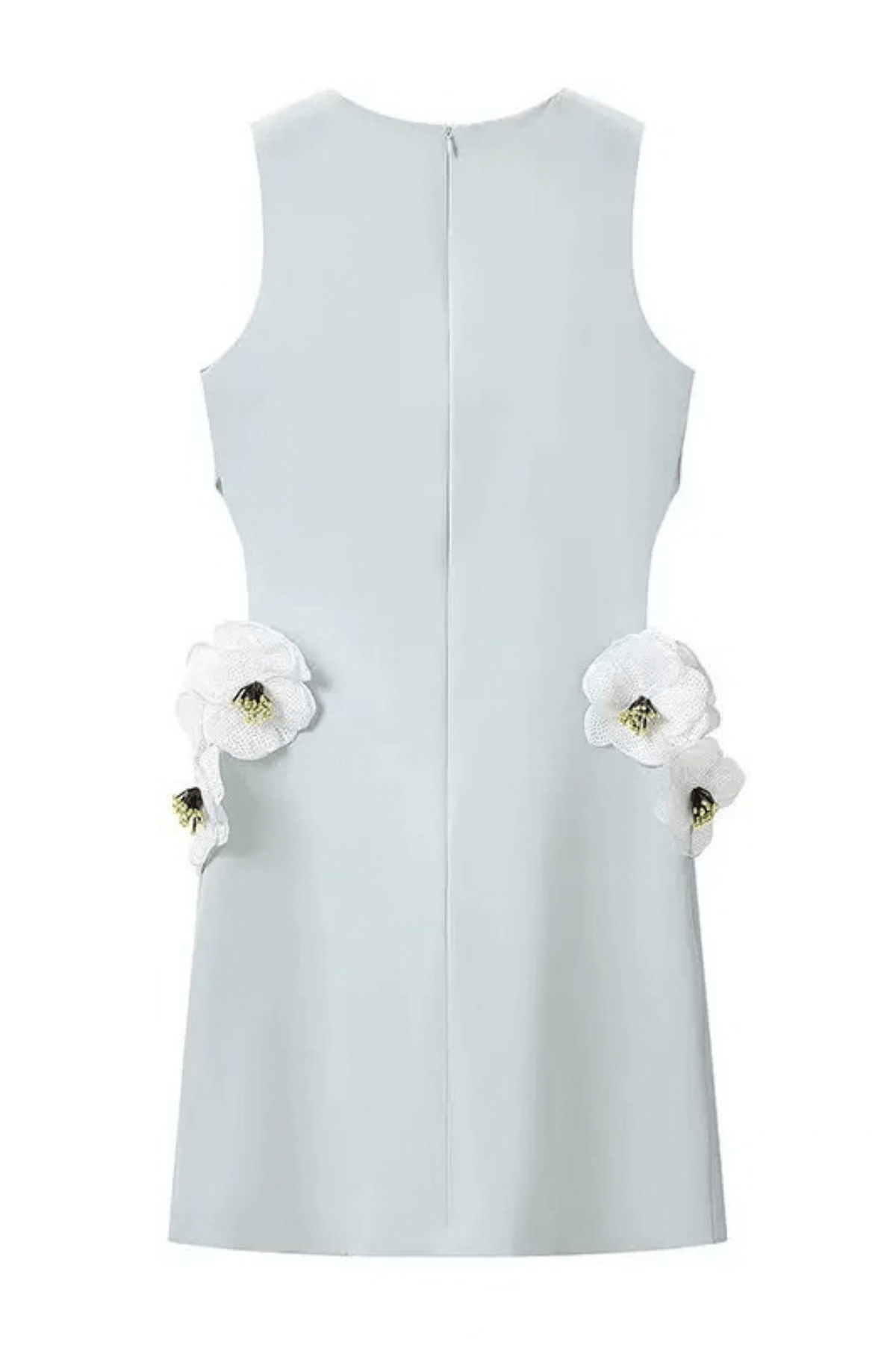 Ester Sleeveless Blue 3D Floral Mini Dress Avalabel