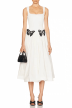 Helen White Beaded Butterfly Midi Dress Avalabel