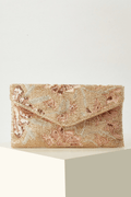 Pink Floral Sequin Beaded Envelope Formal Clutch Avalabel