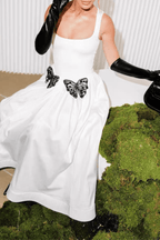 Helen White Beaded Butterfly Midi Dress Avalabel