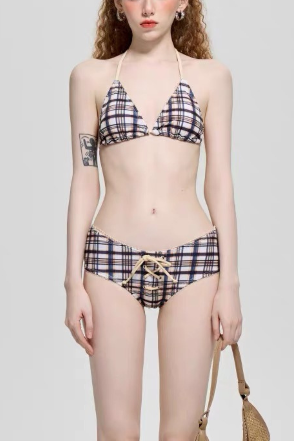 Lira Classic Plaid Side Tie Beach Three Piece Swimsuit Avalabel