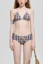 Lira Classic Plaid Side Tie Beach Three Piece Swimsuit Avalabel