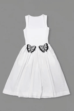 Helen White Beaded Butterfly Midi Dress Avalabel
