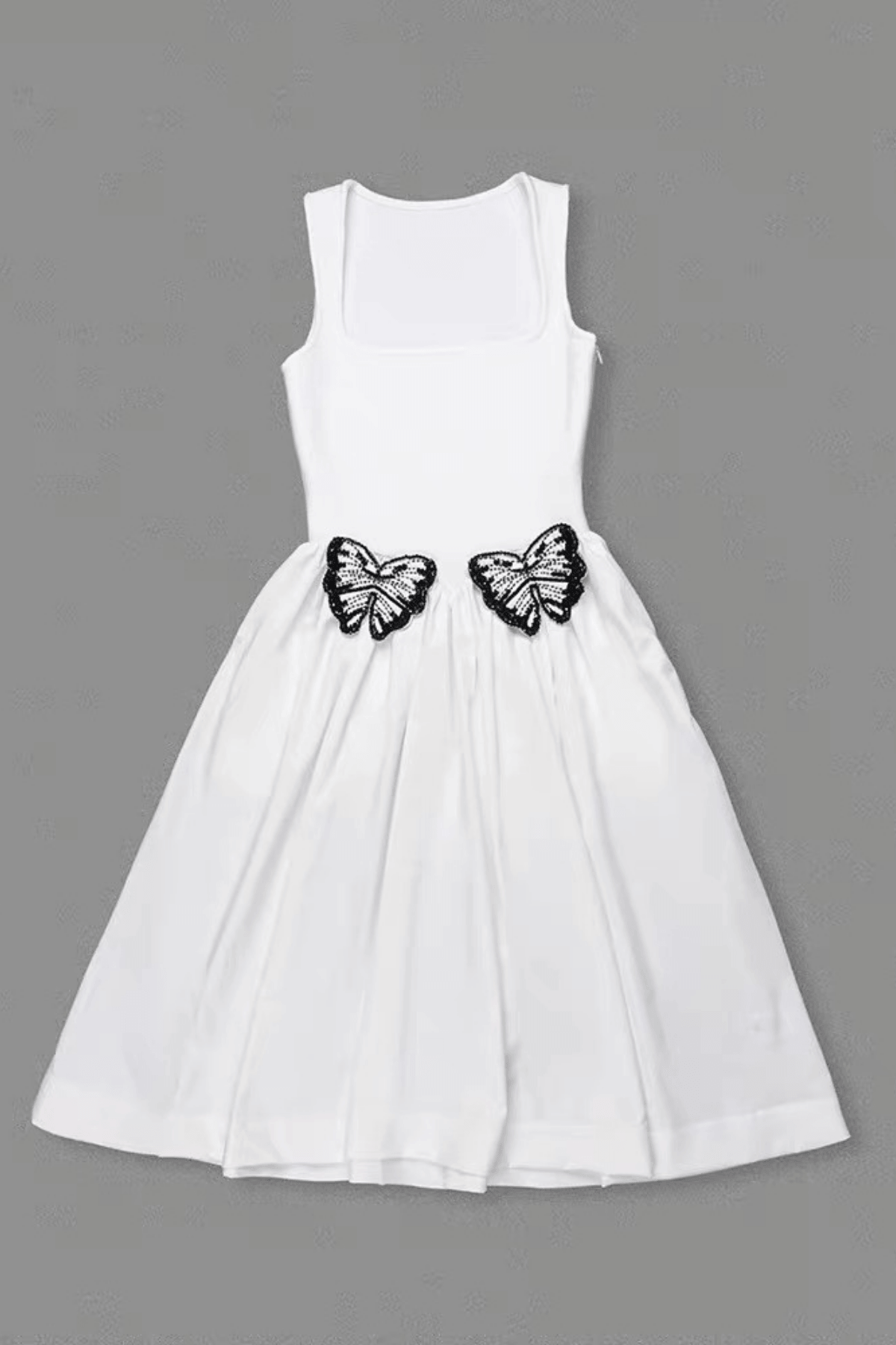 Helen White Beaded Butterfly Midi Dress Avalabel