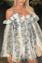 Bella Off Shoulder Floral Puff Sleeve Mini Dress Avalabel