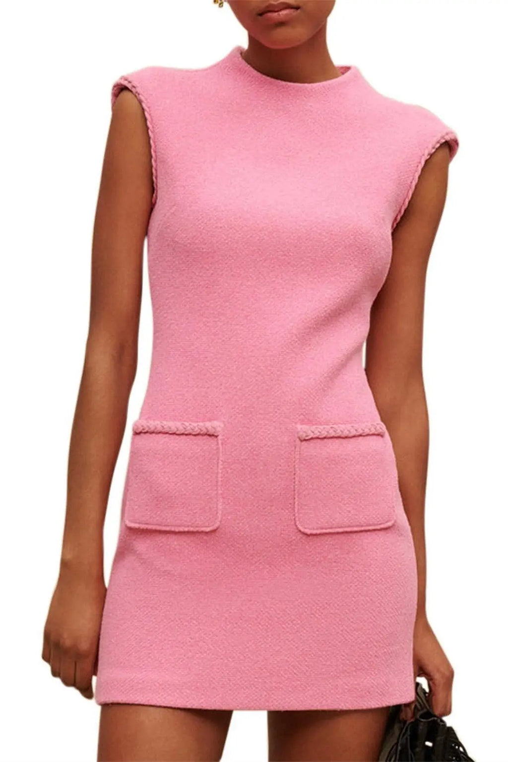 jessica sleeveless tweed mini dress in pink Avalabel