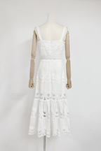 Lily White Lace Tiered Midi Dress Avalabel