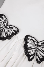 Helen White Beaded Butterfly Midi Dress Avalabel