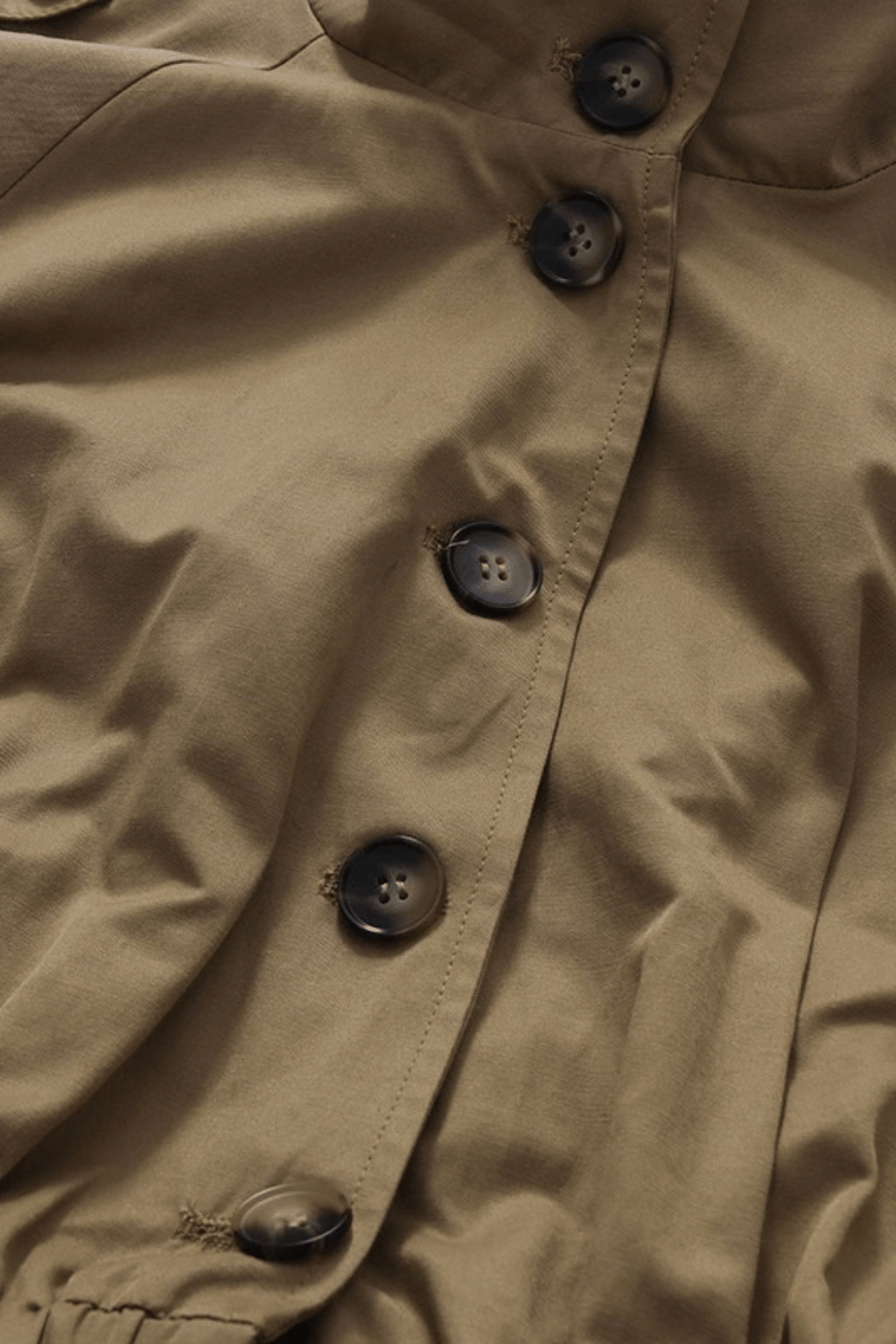 Brett Khaki High Collar Belted Peplum Jacket Avalabel