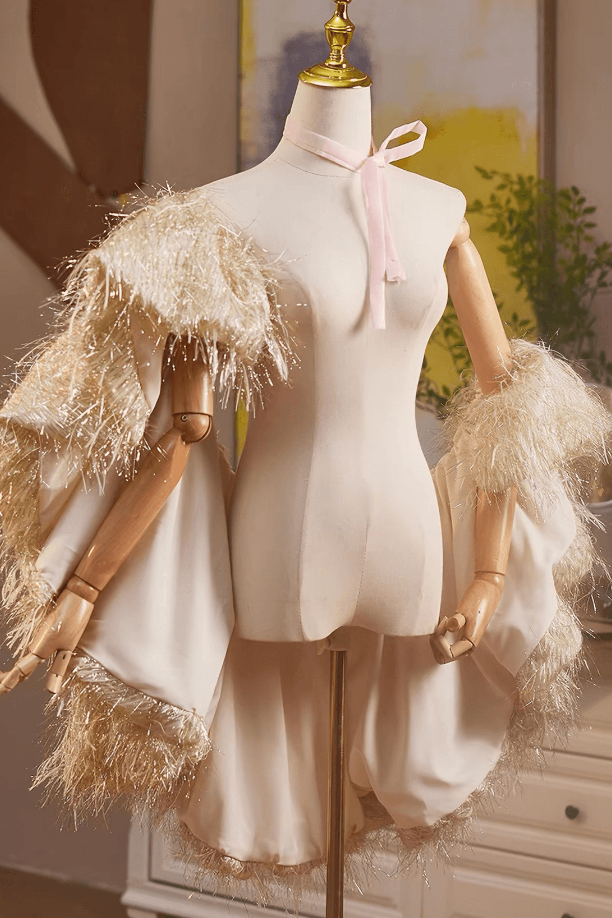 Gold Glitter Fringe Evening Shawl Avalabel