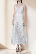 Isabella Floral White Cami Vacation Maxi Dress Avalabel