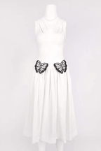 Helen White Beaded Butterfly Midi Dress Avalabel