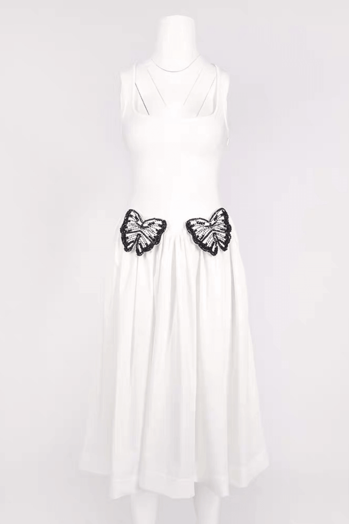 Helen White Beaded Butterfly Midi Dress Avalabel