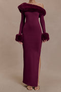 rebecca Faux Fur Knit Maxi Dress - Plum Avalabel