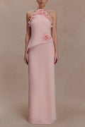 Helen off-Shoulder Chiffon Flower Maxi Dress - Baby Pink Avalabel