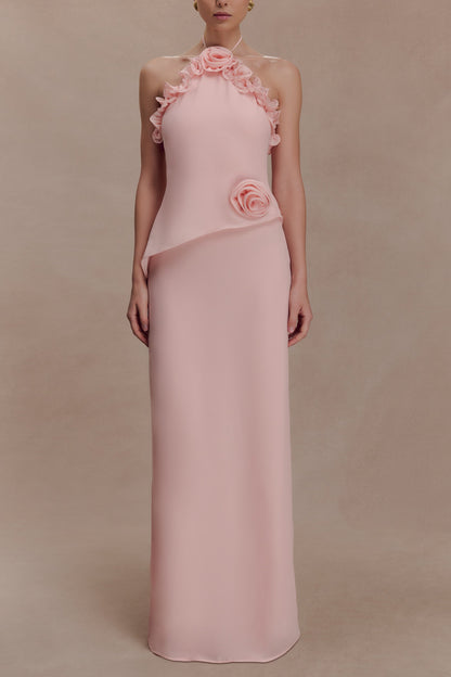 Helen off-Shoulder Chiffon Flower Maxi Dress - Baby Pink Avalabel
