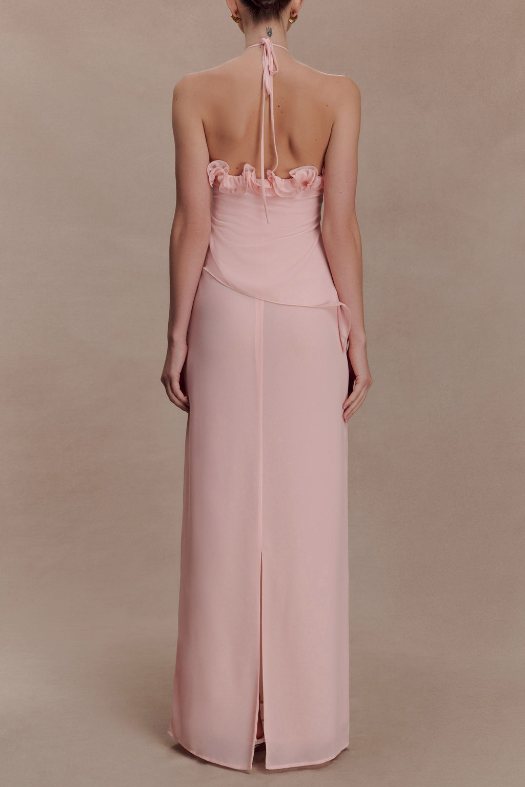 Helen off-Shoulder Chiffon Flower Maxi Dress - Baby Pink Avalabel