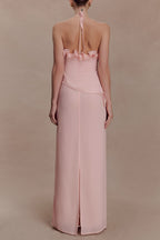 Helen off-Shoulder Chiffon Flower Maxi Dress - Baby Pink Avalabel