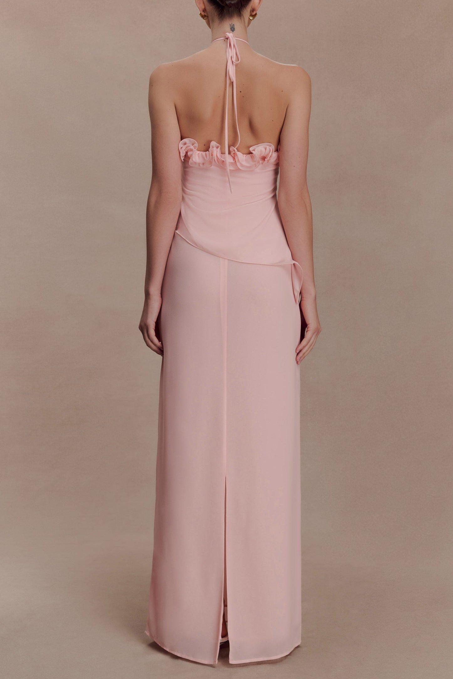 Helen off-Shoulder Chiffon Flower Maxi Dress - Baby Pink Avalabel