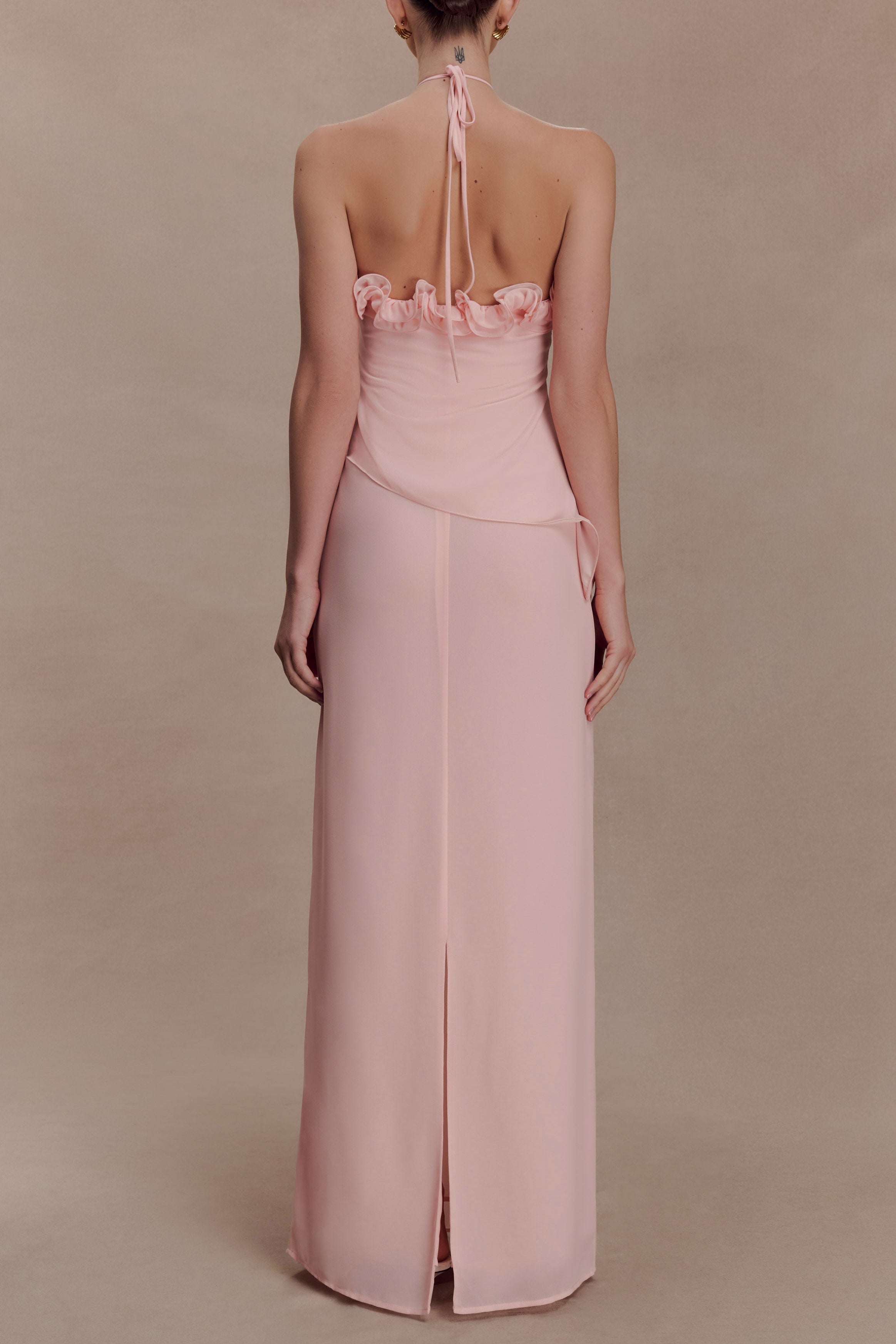 Helen off-Shoulder Chiffon Flower Maxi Dress - Baby Pink Avalabel