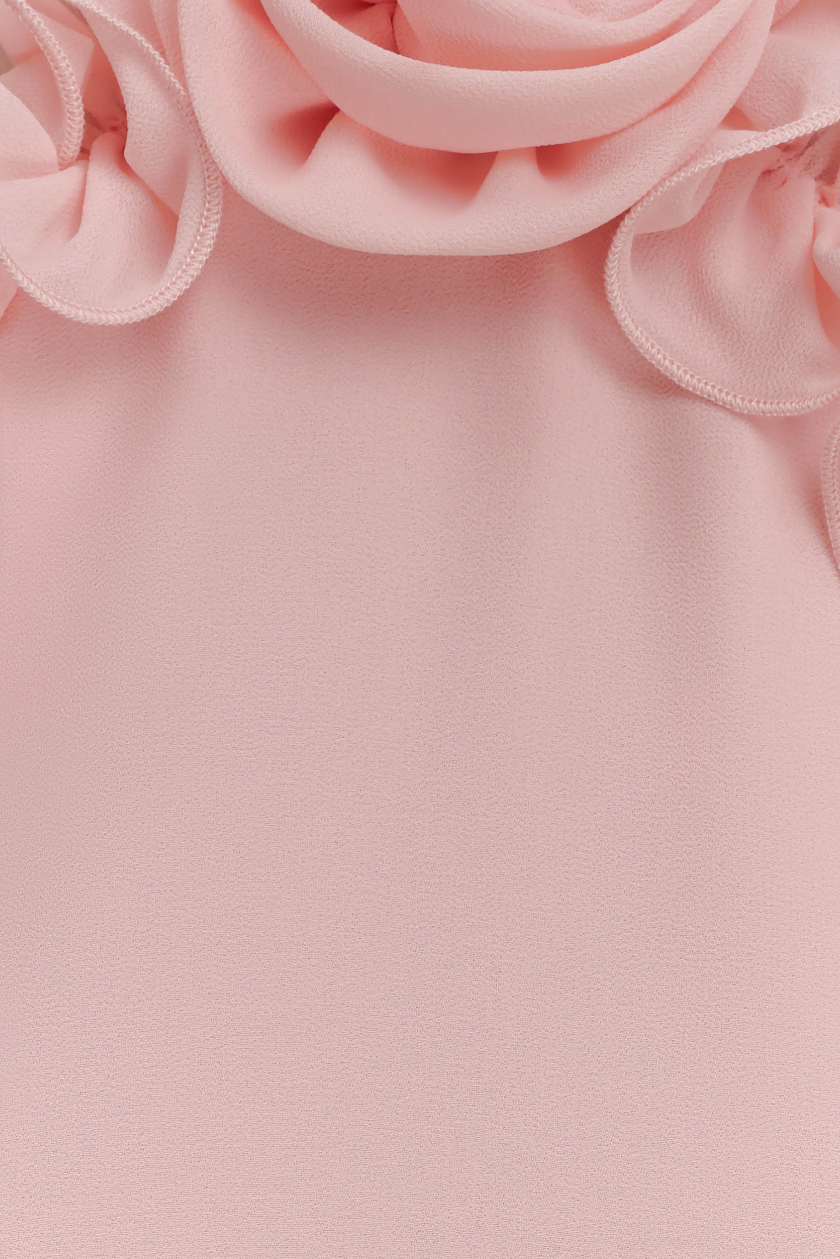 Helen off-Shoulder Chiffon Flower Maxi Dress - Baby Pink Avalabel