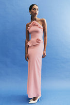Helen off-Shoulder Chiffon Flower Maxi Dress - Baby Pink Avalabel