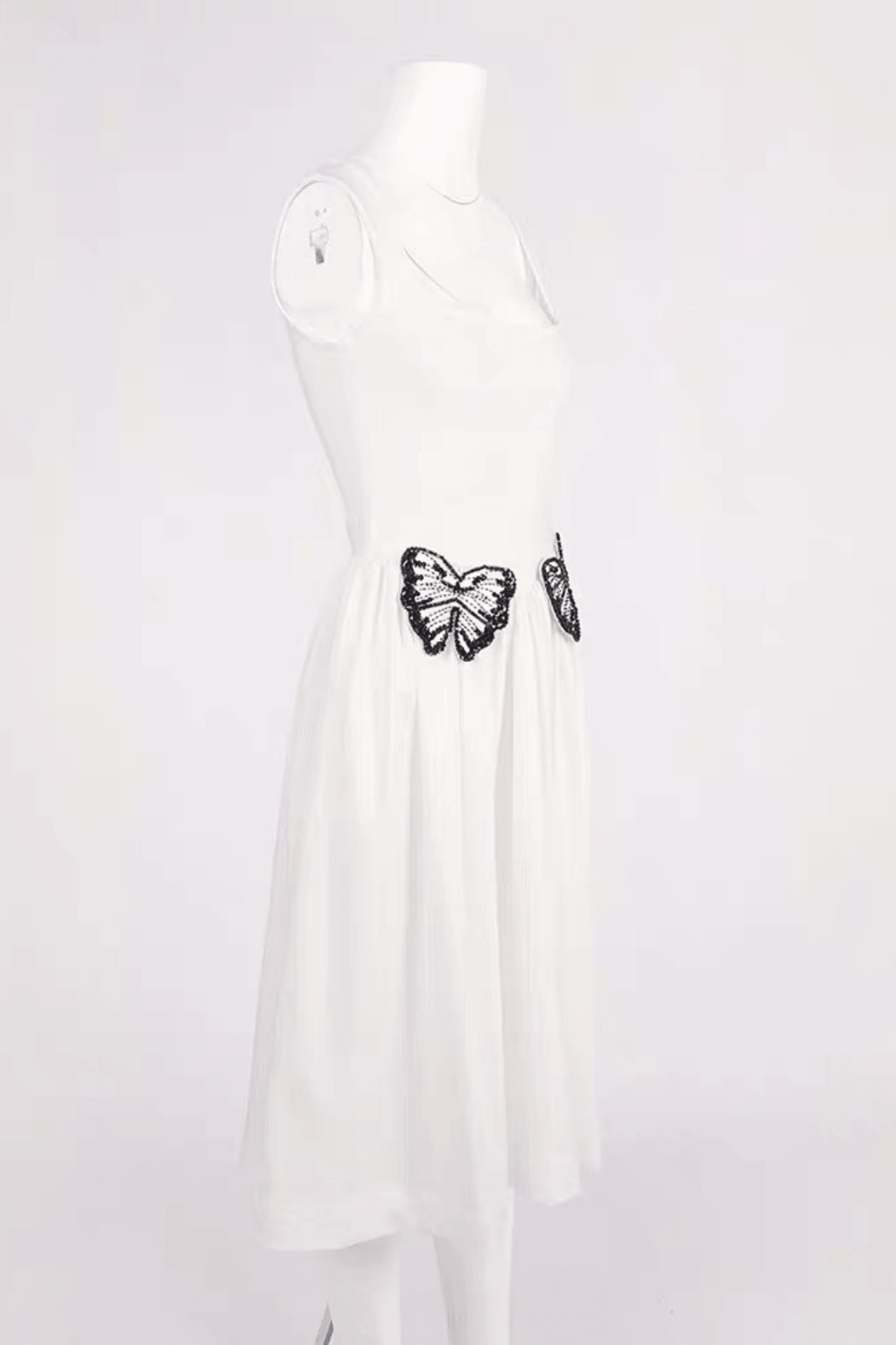 Helen White Beaded Butterfly Midi Dress Avalabel